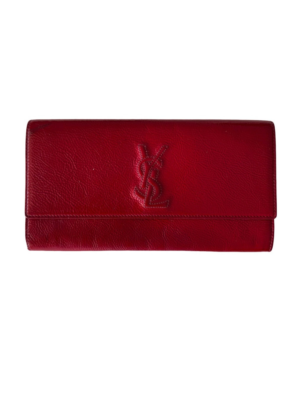 Saint Laurent Red Leather YSL Logo Clutch Wallet